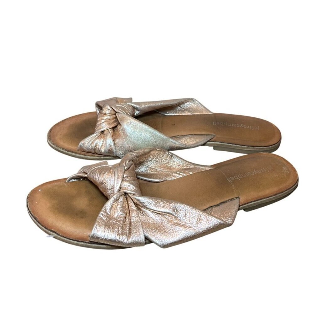 Jeffrey Campbell Metallic Rose Gold Knotted Slide Sandals Womens Size 8